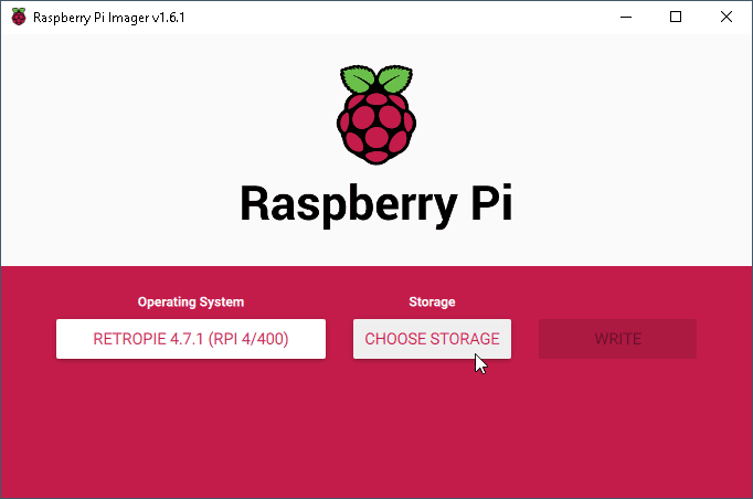 seleccionar storeage raspberry pi imager